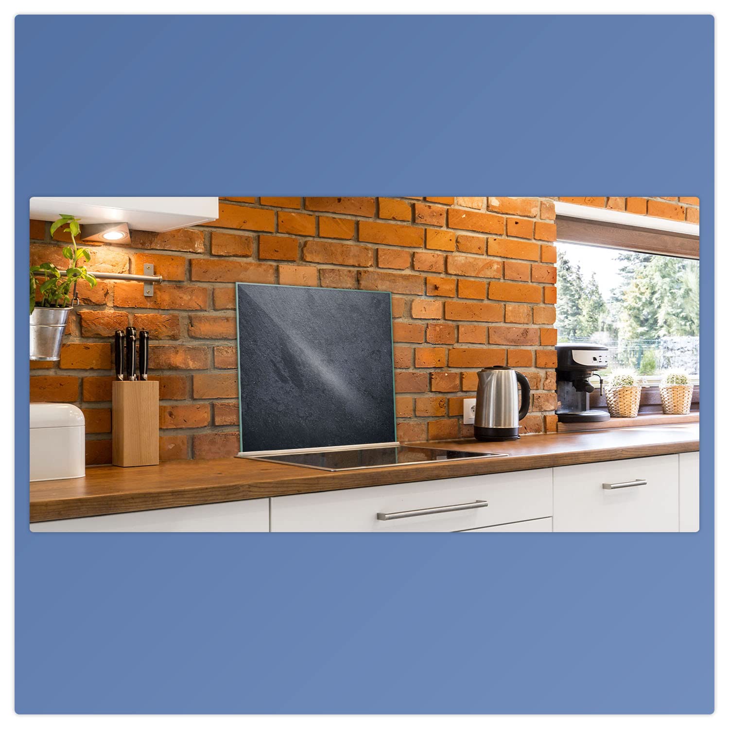 Herdabdeckplatte Abdeckung 60x52 Ceranfeld Abdeckplatte Schneidebrett 80x52 Granit Dunkelblau Grau Spritzschutz Glasplatte Ceranfeldabdeckung Schutz Herdschutz Sicherheitsglas Glasschneidebrett