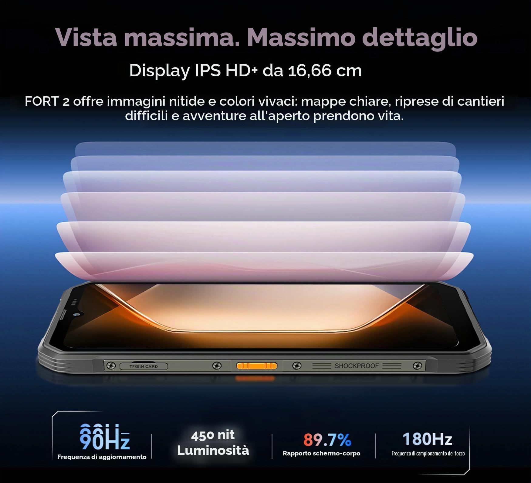 Blackview FORT 2 AI Smartphone Rugged Leggero, Editor di Foto IA, 24GB+256GB, 10,7mm Ultra-sottile, 16MP+13MP, 6,56'' HD+, Telefono Robusto IP68 Antiurto Cellulare, Android 15 DUAL SIM, GPS NFC Nero