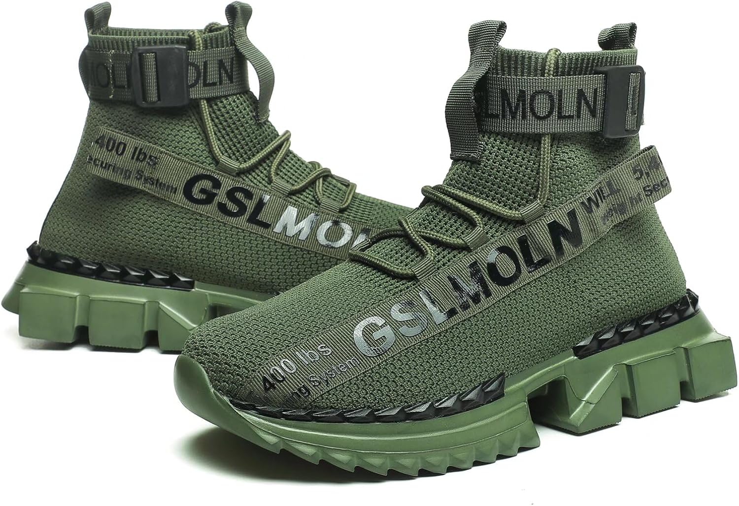 Jakcuz Men's High Top Sneakers Plus Size Breathable Gym Athletic Running Walking Tennis Comfortable Fashion Platform Shoes - Image 5