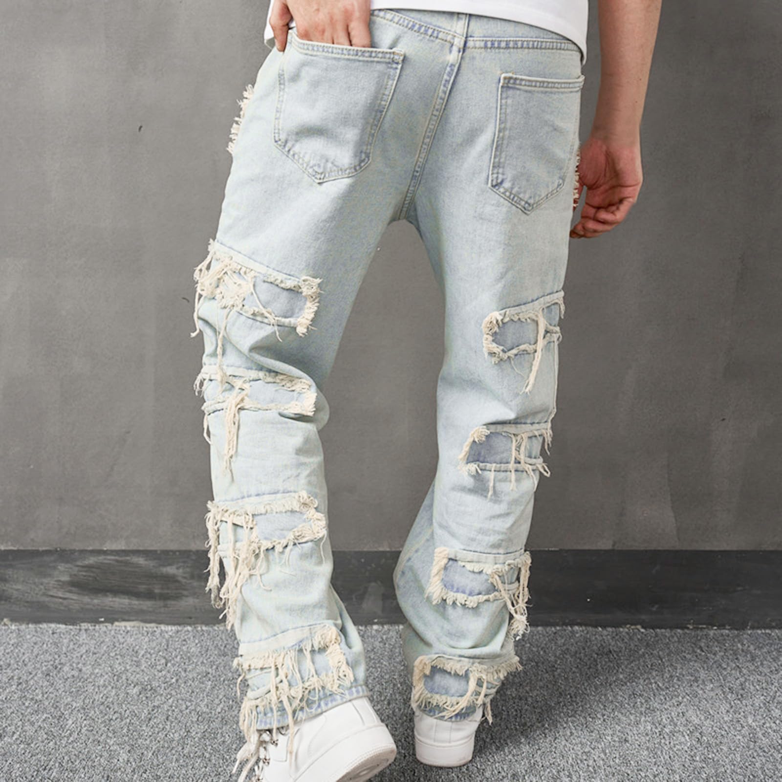Genérico Pantalones De Mezclilla Elásticos para Hombre Pantalones De Cocina para Hombre con Cierre Cremallera Cintura Media Ajustados Vaqueros Corte Regular Cintura Semielástica Vaqueros