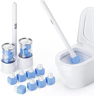 8 Pack Pumice Stone Toilet Bowl Set with 18 in Extra Long Handle,White Holder Case,Pumice Stone for Cleaning, for Cleaning Toilets, Bathtubs, Grills, Swimming Pools, Sinks