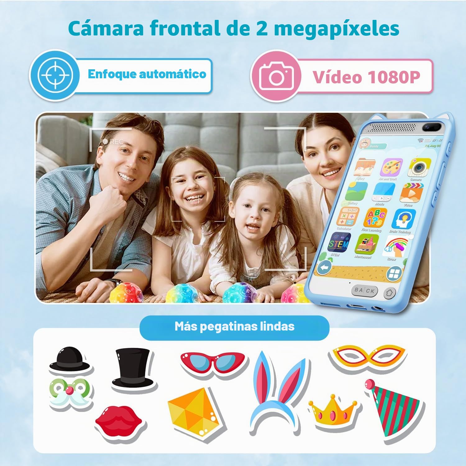 Smartphone Niños, Teléfono Móvil para Niños Navidad Cumpleanos Regalo Juguetes Nina 3 4 5 6 7 8 9 10 Años, Movil para Niños con Juegos de Aprendizaje