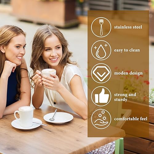 Miniatura 4 de Gerrii 100 cucharas de café Demitasse de 5.5 pulgadas, mini cucharas de café de acero inoxidable plateadas para aperitivo, postre, caviar, azúcar,