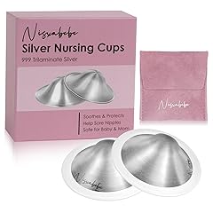 The Original Silver Nursing Cups-Nipple Shields for Breastfeeding Newborn-Breast Feeding Essentials Must Haves-Nipple Covers to Protect Nursing Nipples,Trilaminate 999 Silver,Regular Size