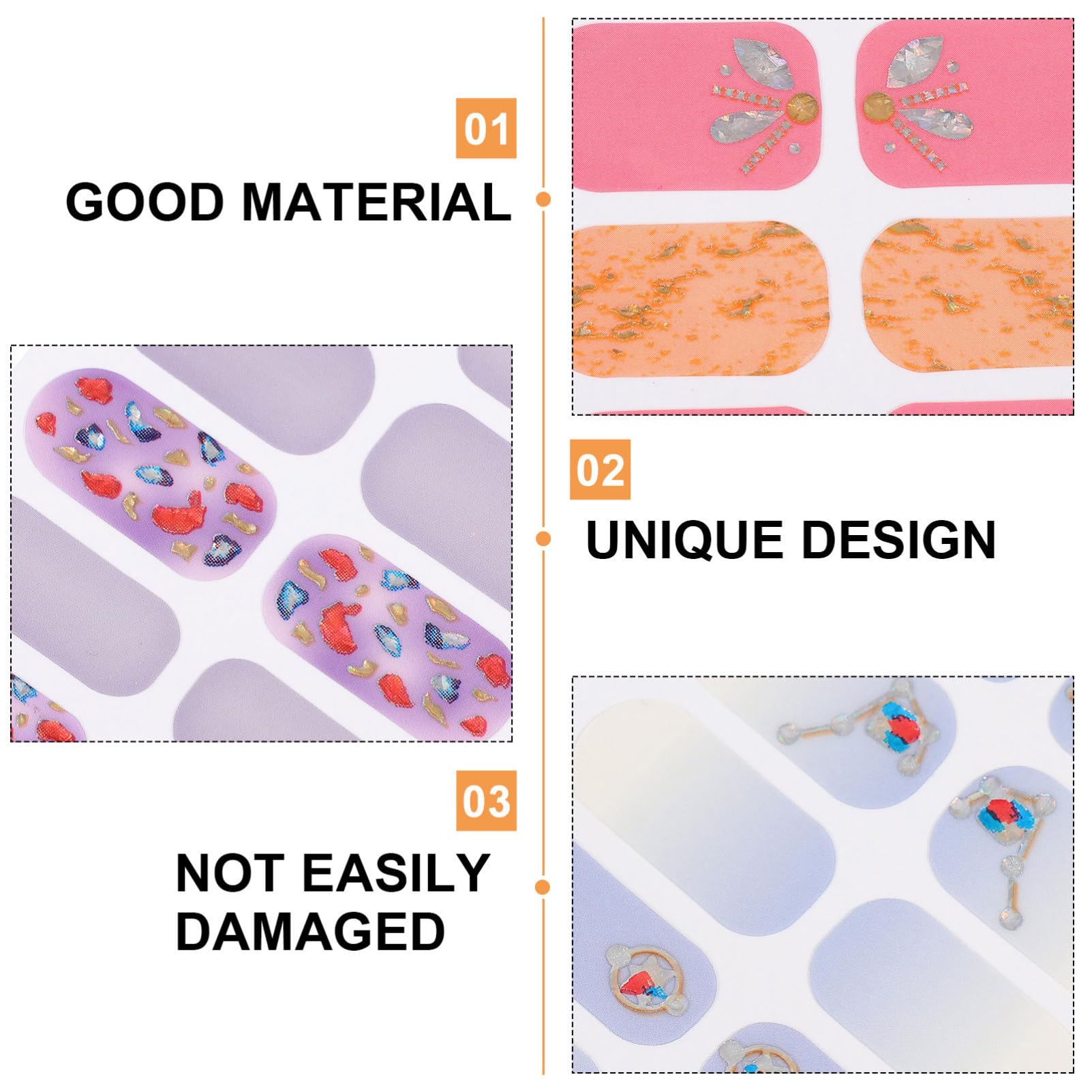 5 Set Adesivi Per Unghie Con Artificiali Autoadesivi Per Nail Art Decorazioni Durable E Facili Applicare Per Unghie Semipermanenti Per Occasione 6 Fogli*5