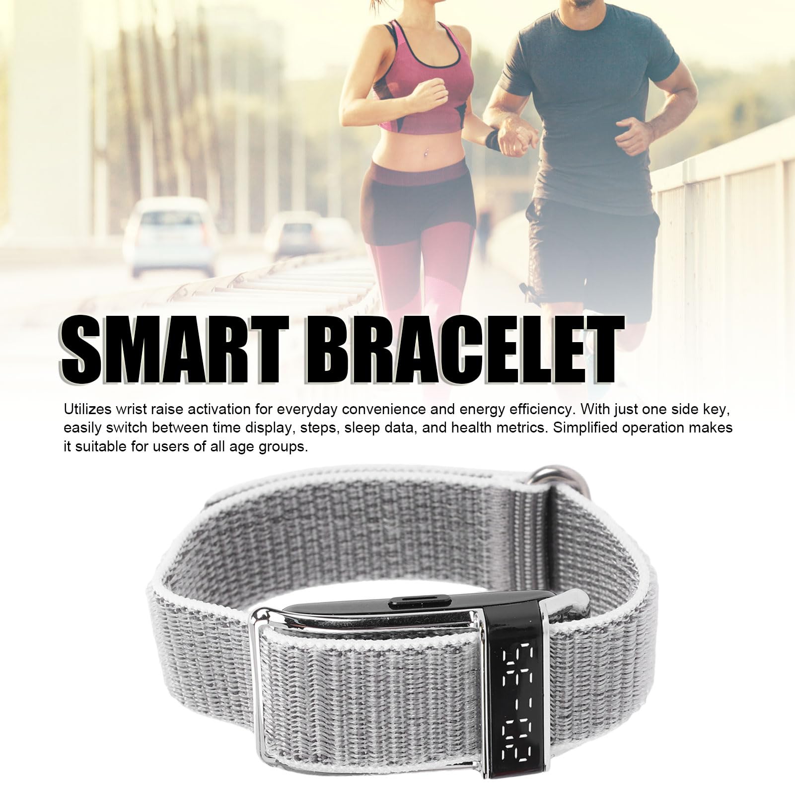 Cryfokt Pulsera Inteligente Rastreador de Ejercicios Elegante, Liviano, Resistente Al Agua para Seguimiento Diario de la Salud y Monitoreo de Actividad Nylon IP68 (Silver)