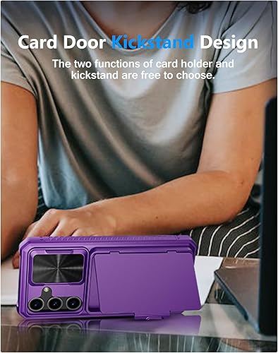 Miniatura 7 de ATATOO Funda tipo cartera para Samsung Galaxy S24, tarjetero integrado (almacena 4-5 tarjetas) y cubierta deslizante para cámara y soporte,