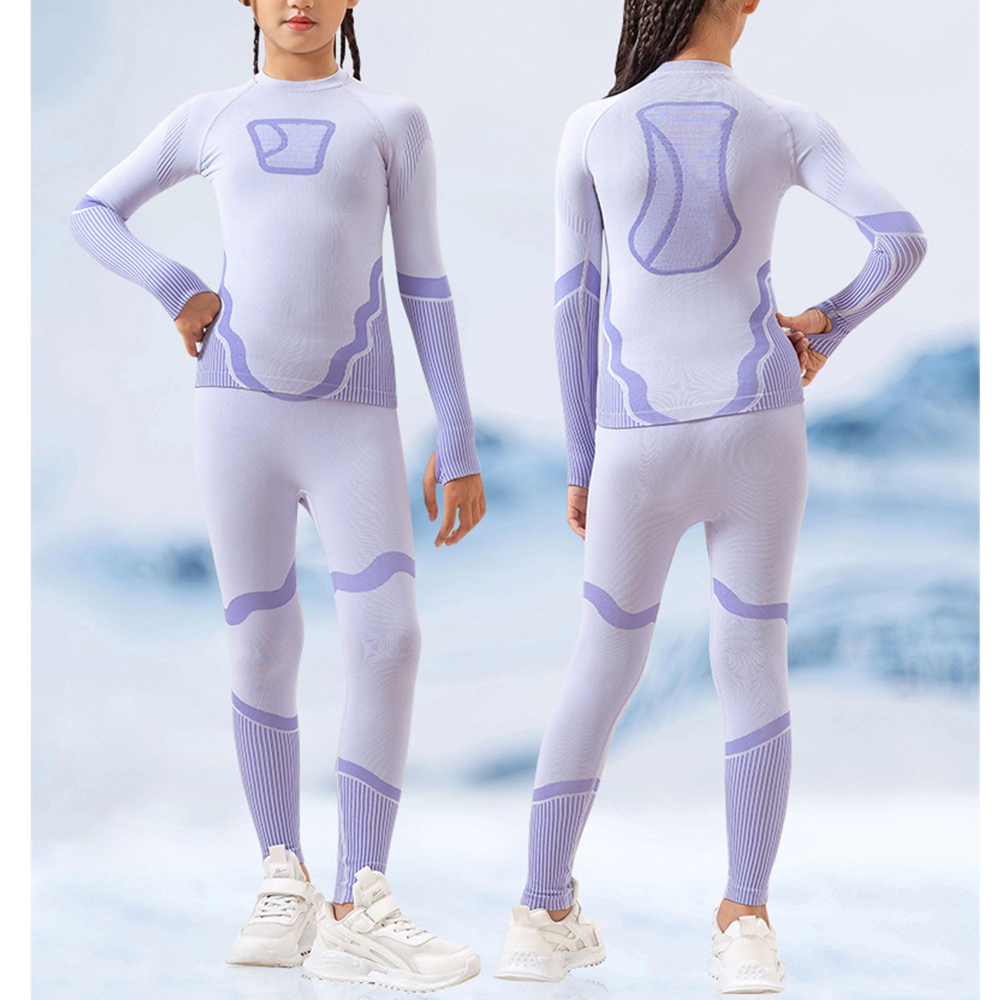 Bestgift Ropa interior térmica para niños y niñas, ropa interior deportiva de entrenamiento, traje de esquí de manga larga