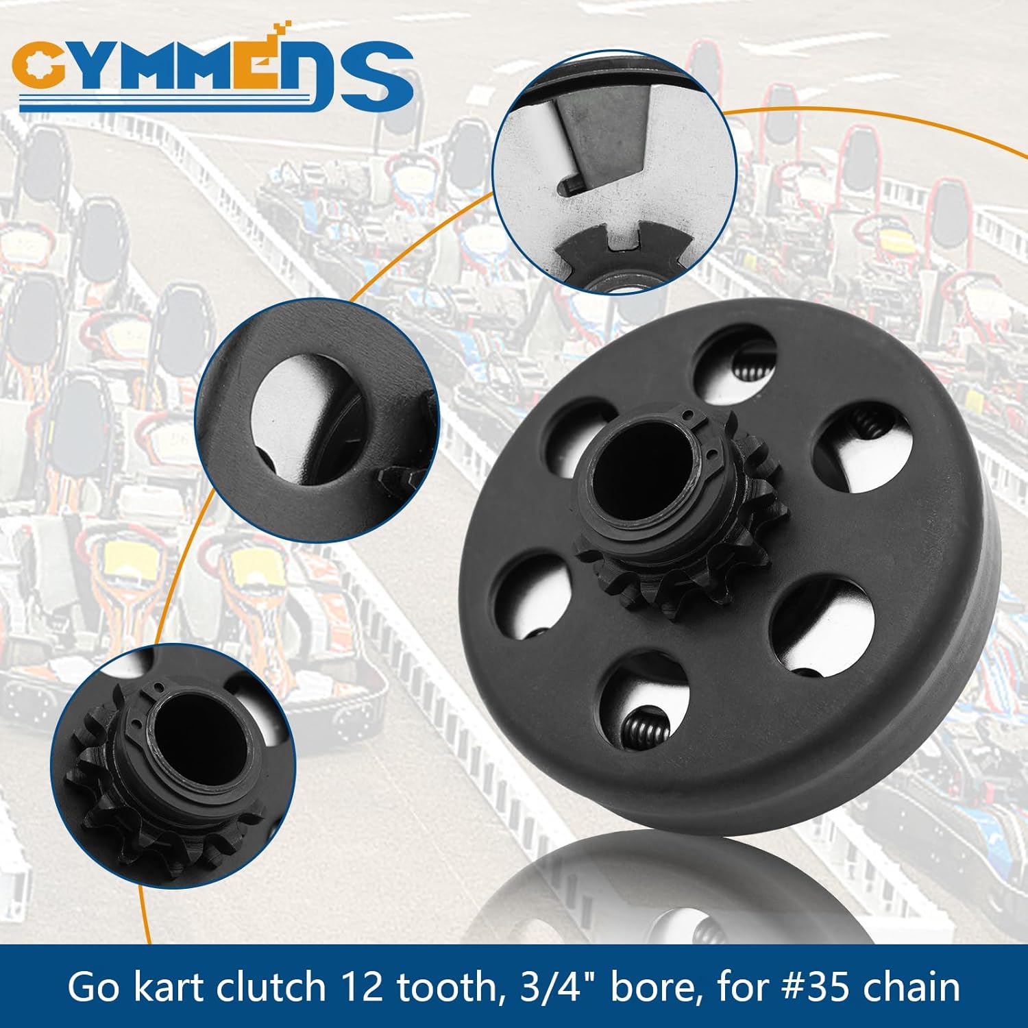 Go Kart Clutch 3/4" Bore 12 Tooth with #35 Chain, Centrifugal Clutch for Predator 212, Honda GC GX Engines and Most 2-6.5HP Small Engines performance Parts for MiniBike, Go Kart, Lawnmower.