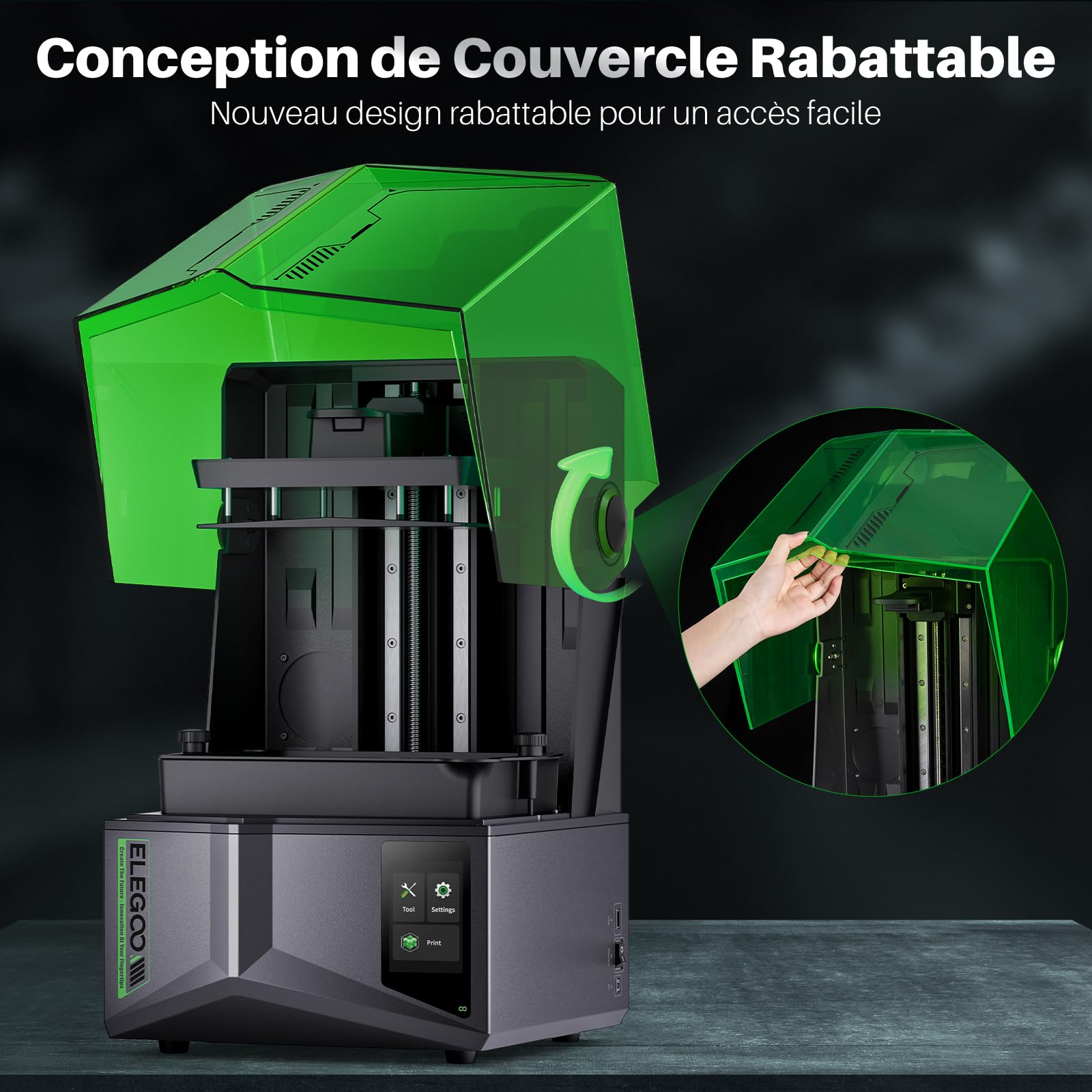 ELEGOO Saturn 4 12K MSLA Imprimante 3D de Résine, Nivellement Automatique, écran LCD Mono 10", Capteur Intelligent, COB et Lentille Collimatrice Fresnel, Taille d'impression 218,88mmx122,88mmx220mm