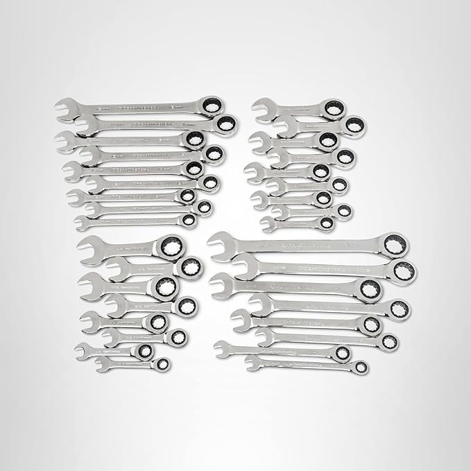 GEARWRENCH 34 Pc. Standard & Stubby Ratcheting Wrench Set, SAE & Metric - 85034