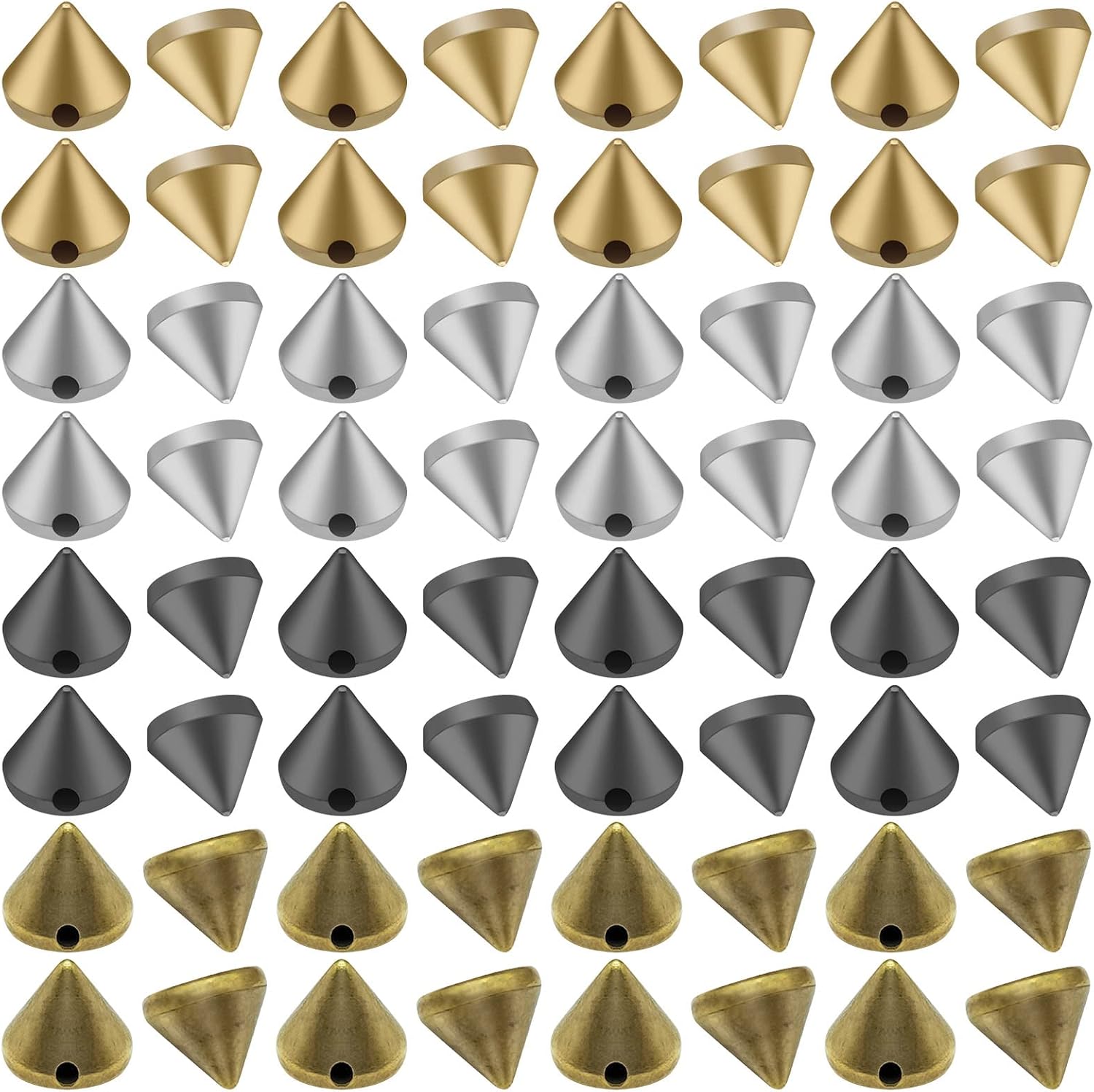 400 Pcs Acrylic Punk Bullet Rivets Cone Spike Studs Beads 8mm Spike Cone Studs Flat Back Punk Spikes for DIY Crafts Studs Sew on or Glue on DIY Garments Bags&Shoes Embellishment(4 Colors)