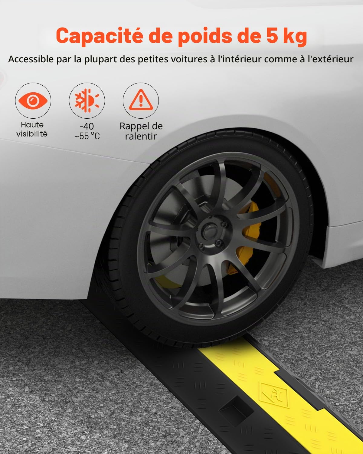 VEVOR Rampes Protection Câble 2 Canaux 5 T 3PCS 101x24,5x5 cm Passage Câbles Protecteur PVC Caoutchouc Capacité de Charge 4989 kg Canal 3,2x3,1 cm pour Protéger Câbles d'Alimentation des Sols Parking