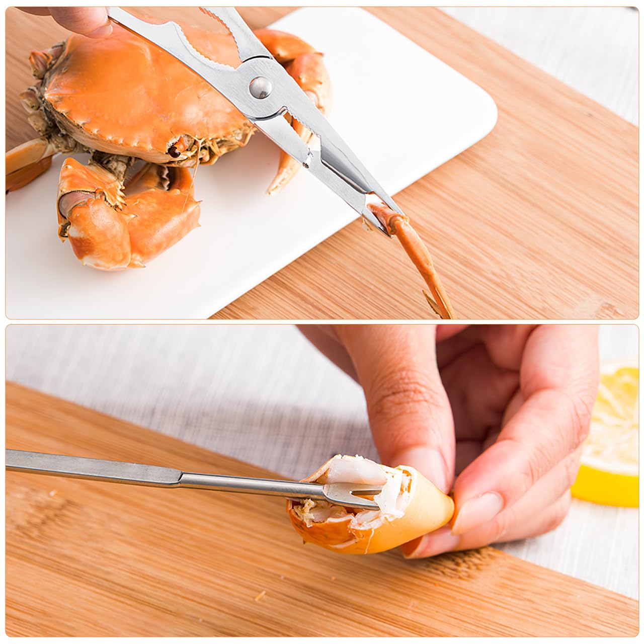 Werkzeugset für Meeresfrüchte, Cracker, Krabbenschäler, Gabeln, Krabbenpfoten, Spikes und Meeresfrüchte-Schere, mit Aufbewahrungstasche