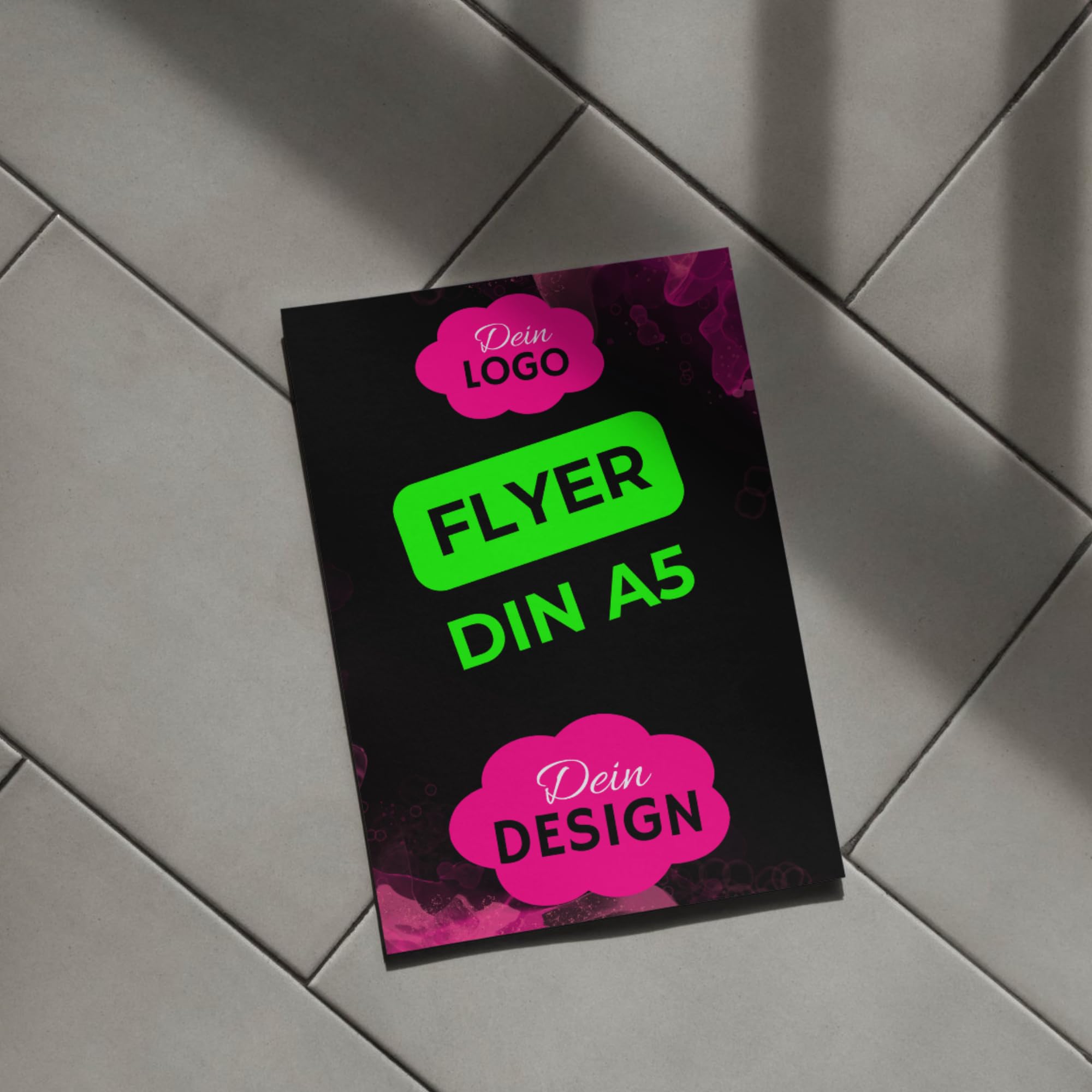 Personalisierte DIN A5 Flyer, 170g/m² Bilderdruck glänzend, 100 Stück, beidseitig CMYK Druck