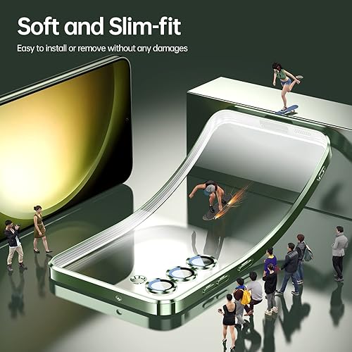 Miniatura 5 de Funda para Samsung Galaxy S23 con protección completa de la cámara, [15 veces antiamarillamiento] [parachoques suave metálico brillante ], funda de