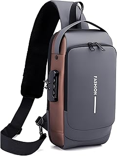 storite Sling Bag for Men Stylish Crossbody Backpack for Men & Women, Anti-Theft Chest Bag with USB Charging Port, Messenger Bags, Casual Shoulder Bag (Grey Brown - 17 x 9 x 32 Cm)-picture-42