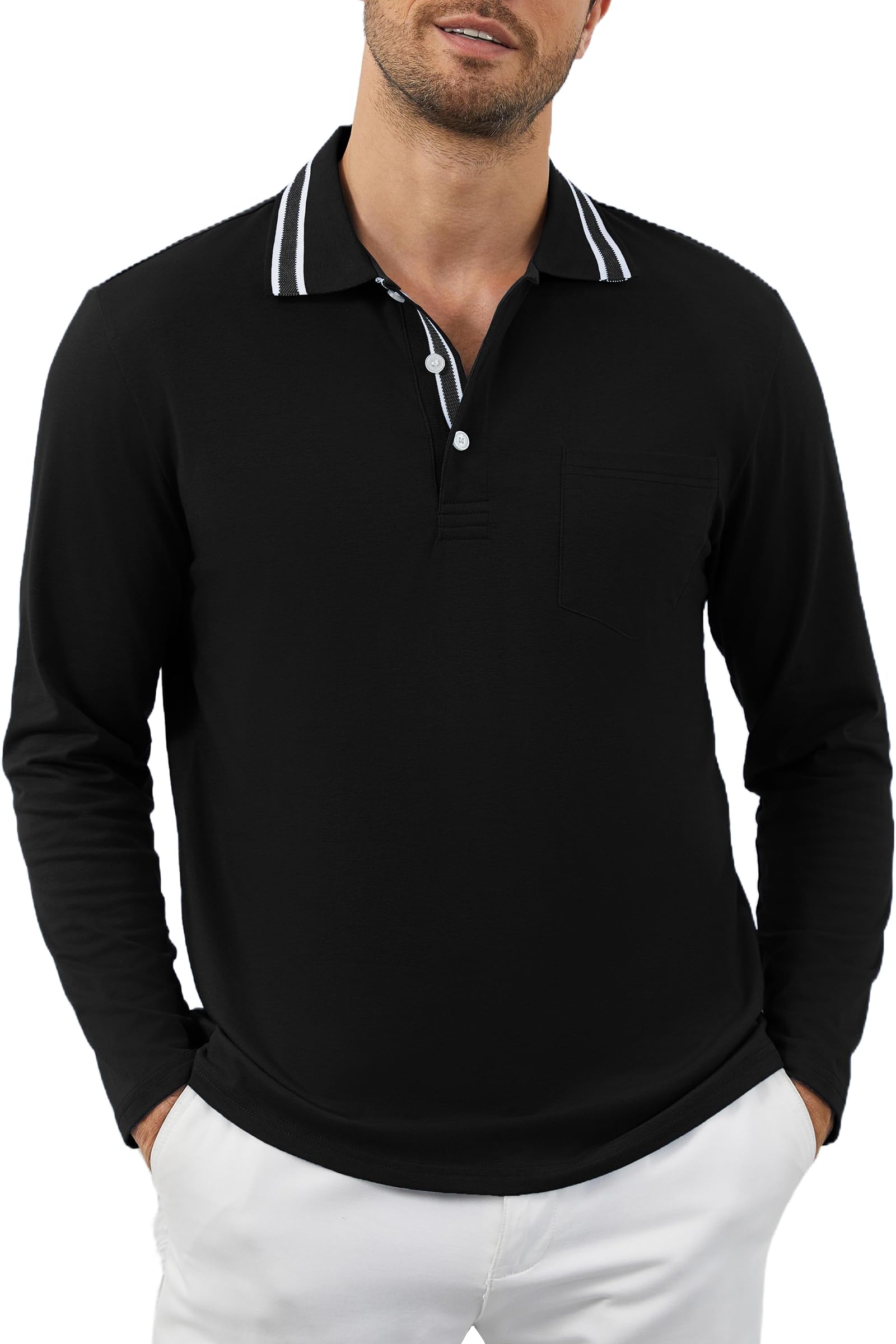 Gleam Ledra Poloshirt Herren Kurzarm Klassisches Baumwollmix Golfshirt Polohemd mit Knopfleiste