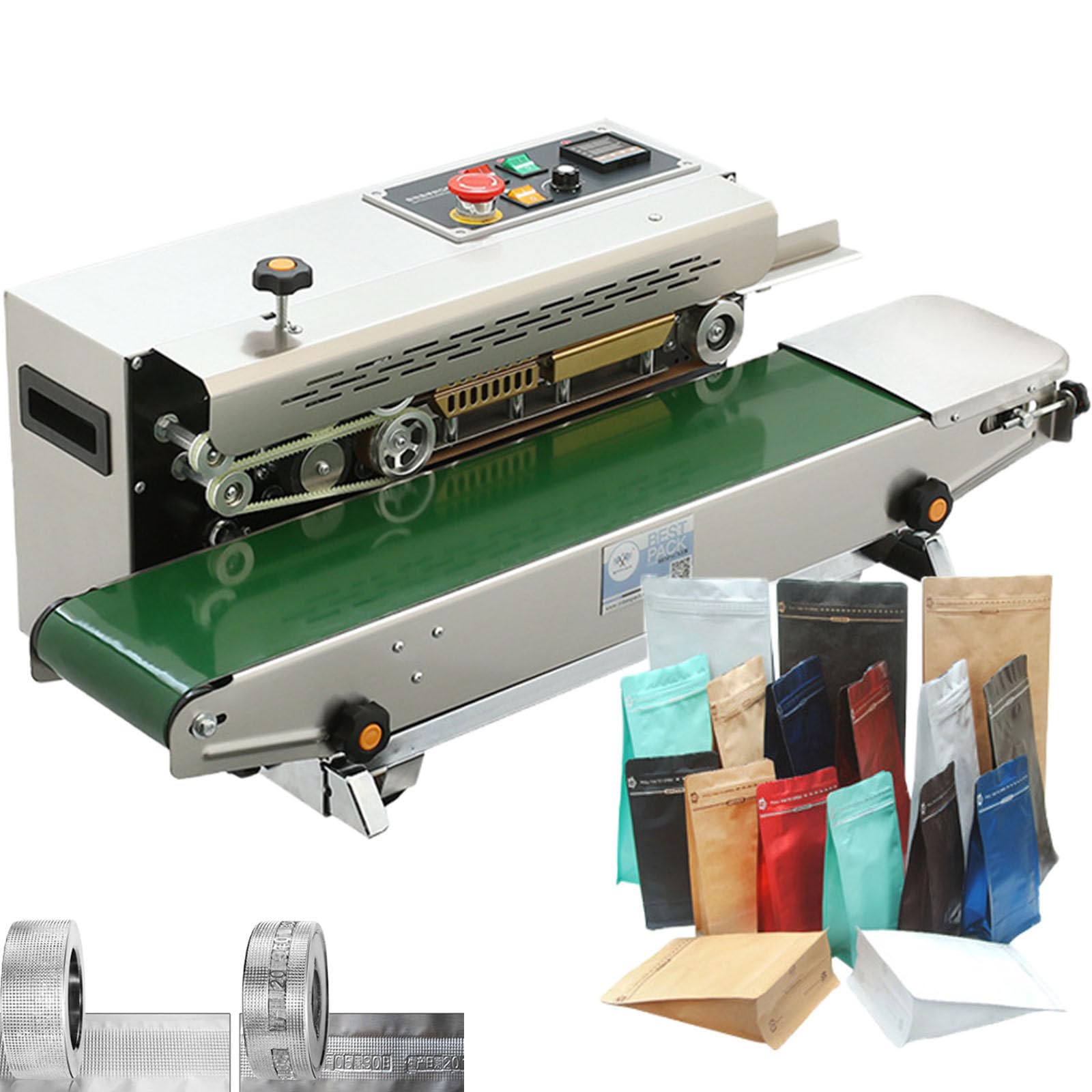 IUokLU Continuous Bag Band Sealer Sealing Machine,Horizontal Band Sealer Machine With Digital Temperature Control, Bag Sealer Machine For Pvc