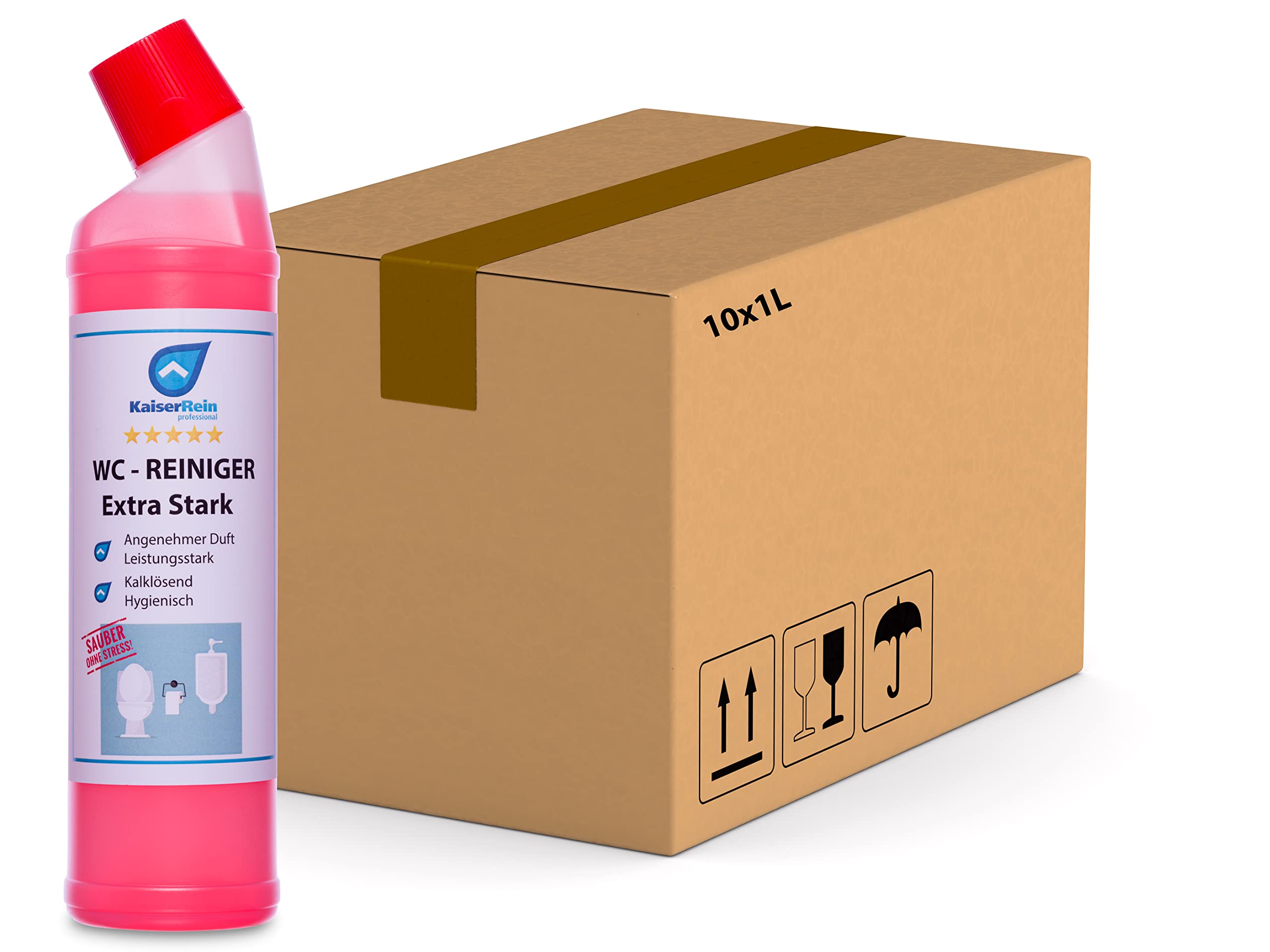 KaiserRein WC-Reiniger extra Stark Urinsteinentferner 10 x 0,75 L = 7,5 L Karton für WC & Urinal einfacher als 10 L Kanister
