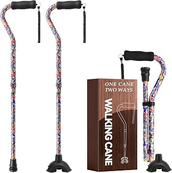 Canes for Women & Men, Folding Cane for Stability, Adjustable Walking Cane for Seniors - Lightweight Collapsible Walking Sticks with Non-Slip Base & Offset Handle Dream Wings