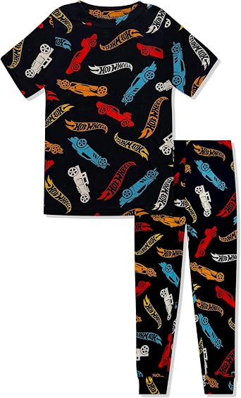Komar Kids Hot Wheels Boys Pajama Set - Soft 2 Piece Toddler Boys PJ Set- Short Sleeve Shirt & Shorts - Official License