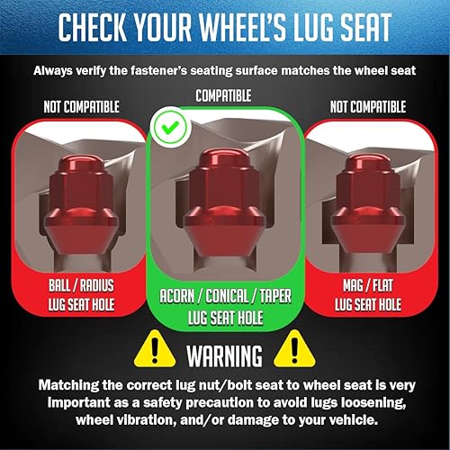 Miniatura 6 de Wheel Accessories Parts Paquete de 16 tuercas hexagonales rojas de 0.669 in 38-24 ATVUTV (rojo, 38 x 24)