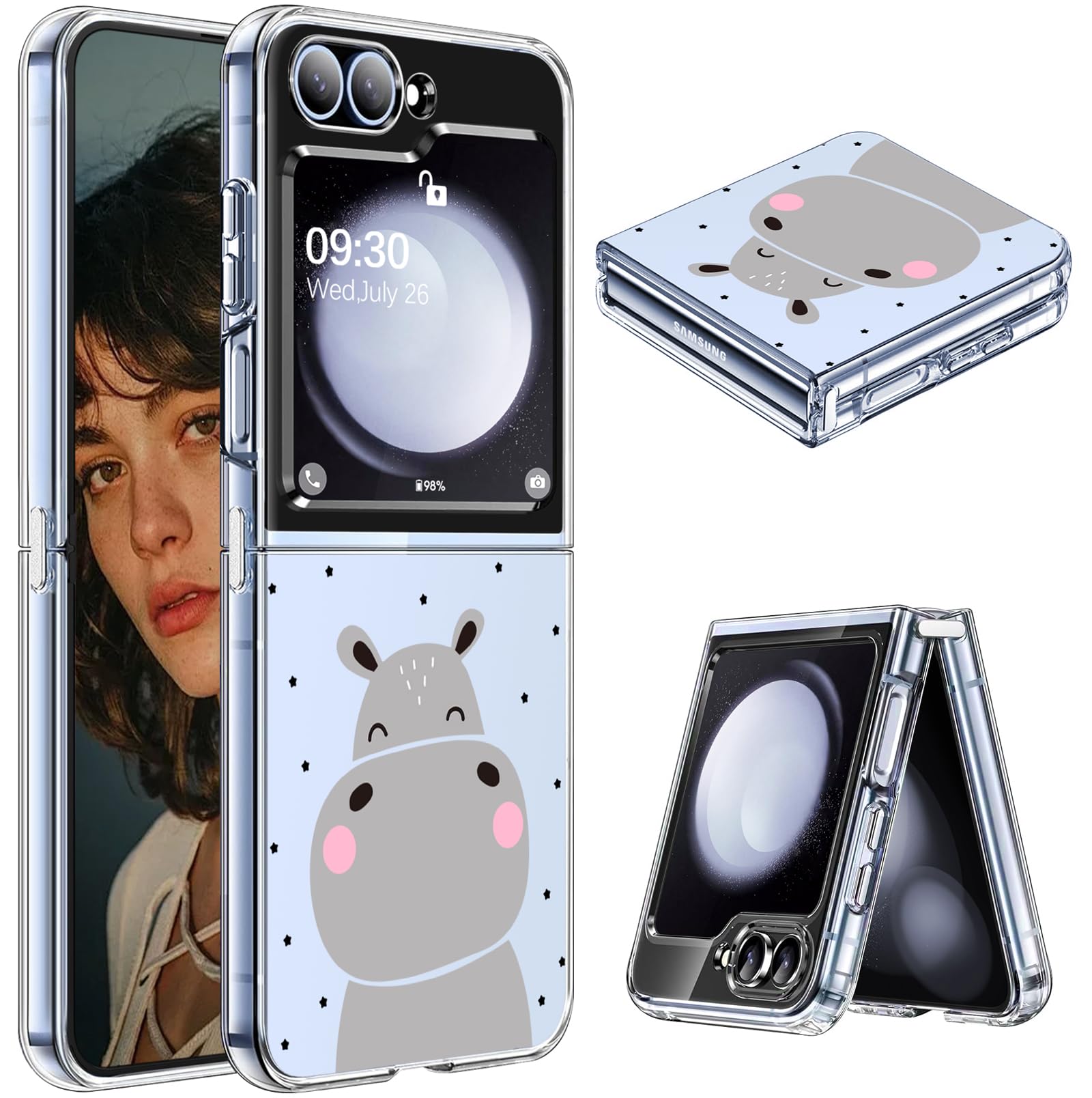 – for Samsung Z Flip 5 Case Slim Case Crystal Clear for Samsung Galaxy Z Flip 5 5G Ultra Thin Soft TPU Z Flip 5 Phone Case Anti-Scratch Transparent Shockproof Protective Cover (D)