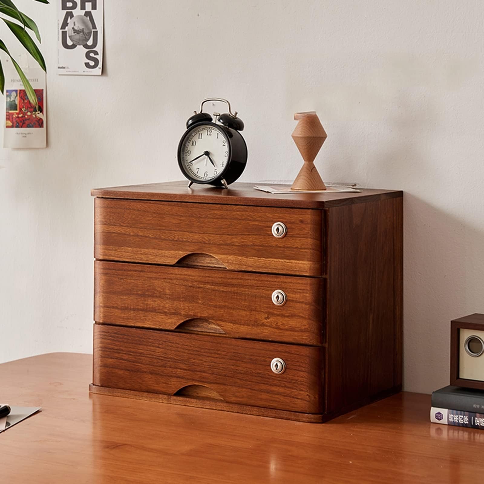 Classeur en bois massif avec serrure 3 niveaux pour documents et documents