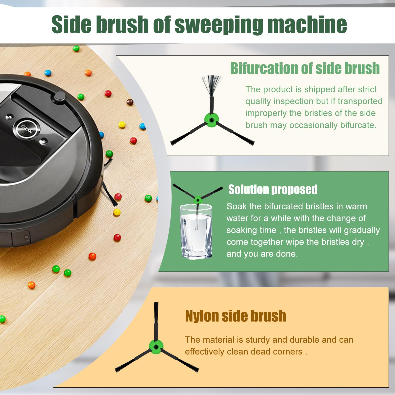 Confezione da 12 spazzole laterali per iRobot Roomba serie I (i1+, i2