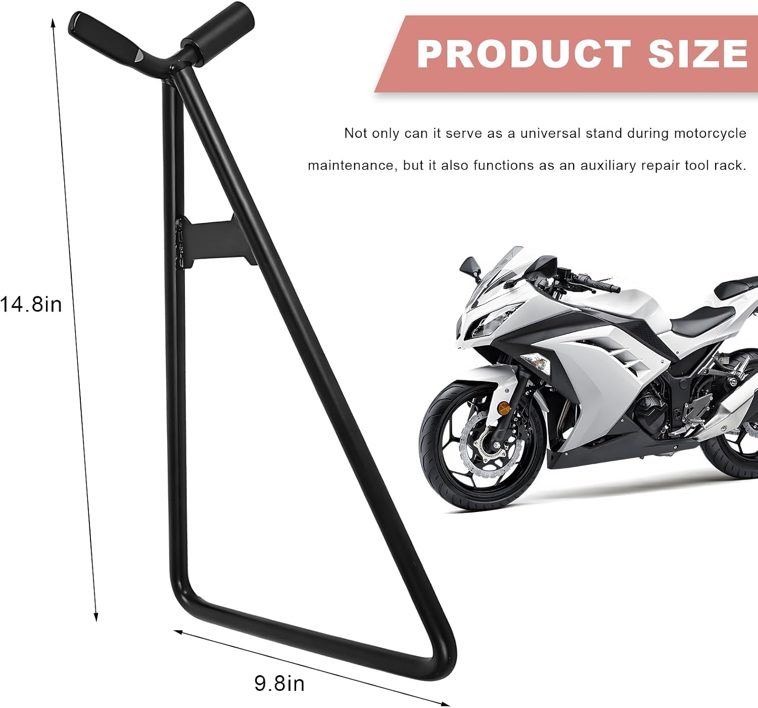 Motorcycle Triangle Stand, Rustproof Motorbike Triangle Kickstand Solid Steel Structure Holder, Universal Rear Wheel Kickstand for 80-500cc Dirtbike Supermoto Motocross