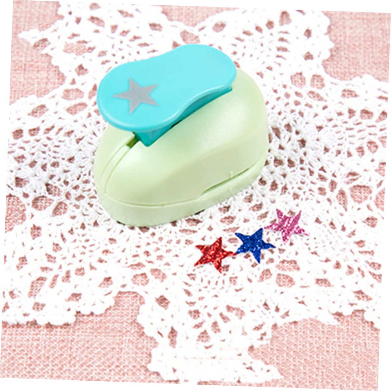 NUOBESTY Scrapbook Punching Machine 3pcs Embossing Tools Round Heart Star Pattern for DIY Kraft Paper Crafts Random