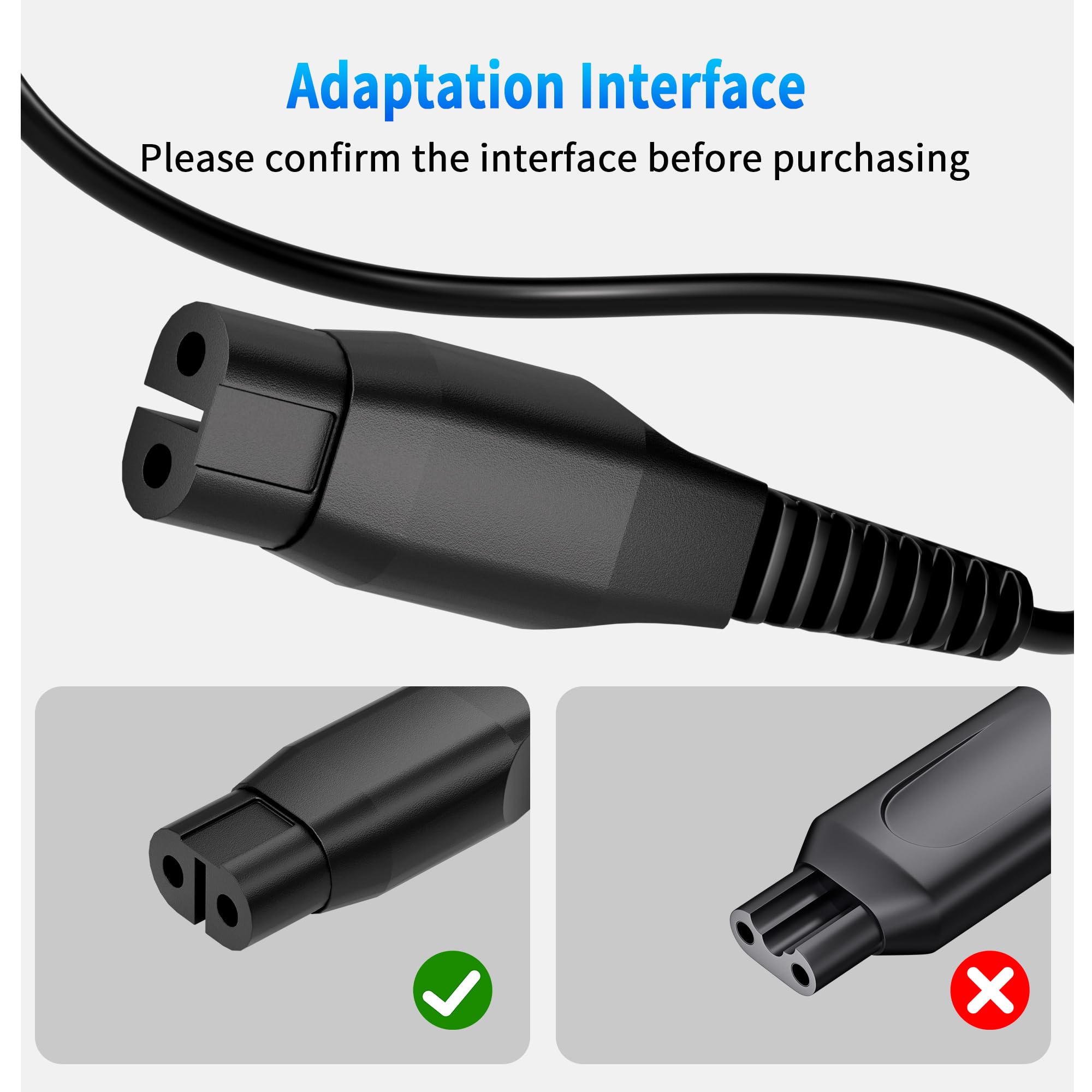 Tobfit Charger for Philips One Blade QP2520,4.3V USB Charging Cable A00390 Replacement Charger Cord for Philips Norelco One Blade QP2520,QP2620,QG3320,RQ320,RQ328,RQ330,RQ331 RQ338,RQ350 2