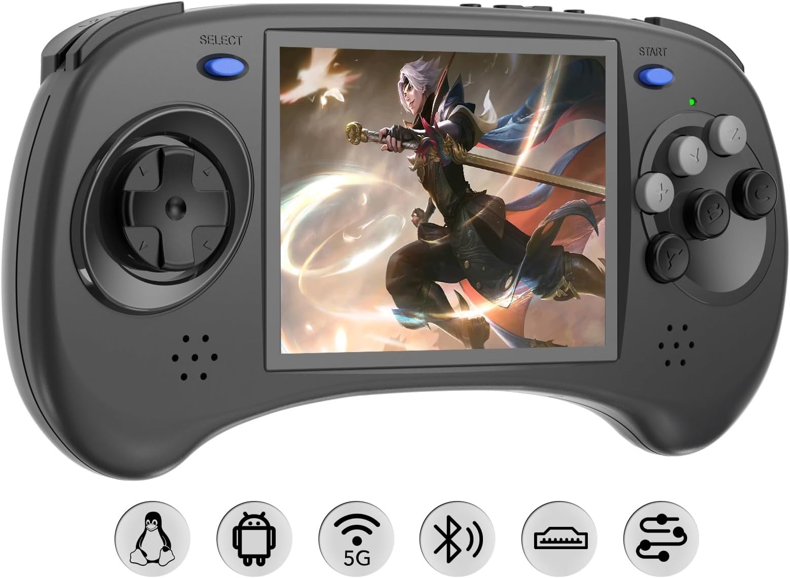 RG ARC D Retro Handheld Game Console , Dual OS Android 11 and Linux System with 128G SD Card 4541 Games Support 5G WiFi 4.2 Bluetooth Moonlight Streaming and TV Output (Black)