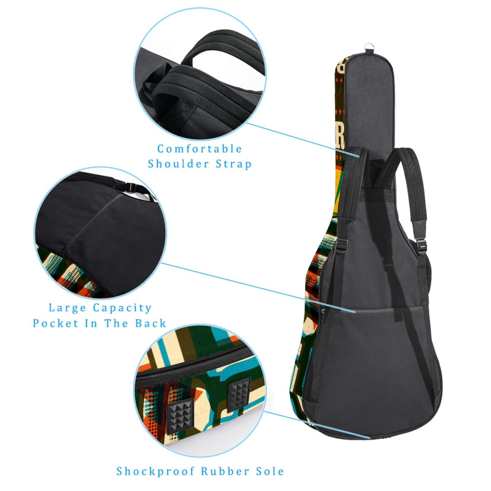 Chitarra Gig Bag Impermeabile Cerniera Morbida Chitarra Zaino, Basso Acustico & Classica Folk Chitarra Elettrica Borsa Musica Festa Retro