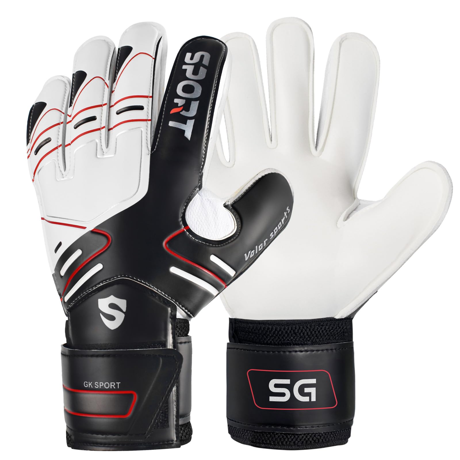WVVOU Professional Goalkeeper Gloves Suitable for Adults Youth Kids, High Performance Football Goalie Gloves with Finger Protection and 4mm Latex Palm for Training and Matches (Black, 10) — image 1