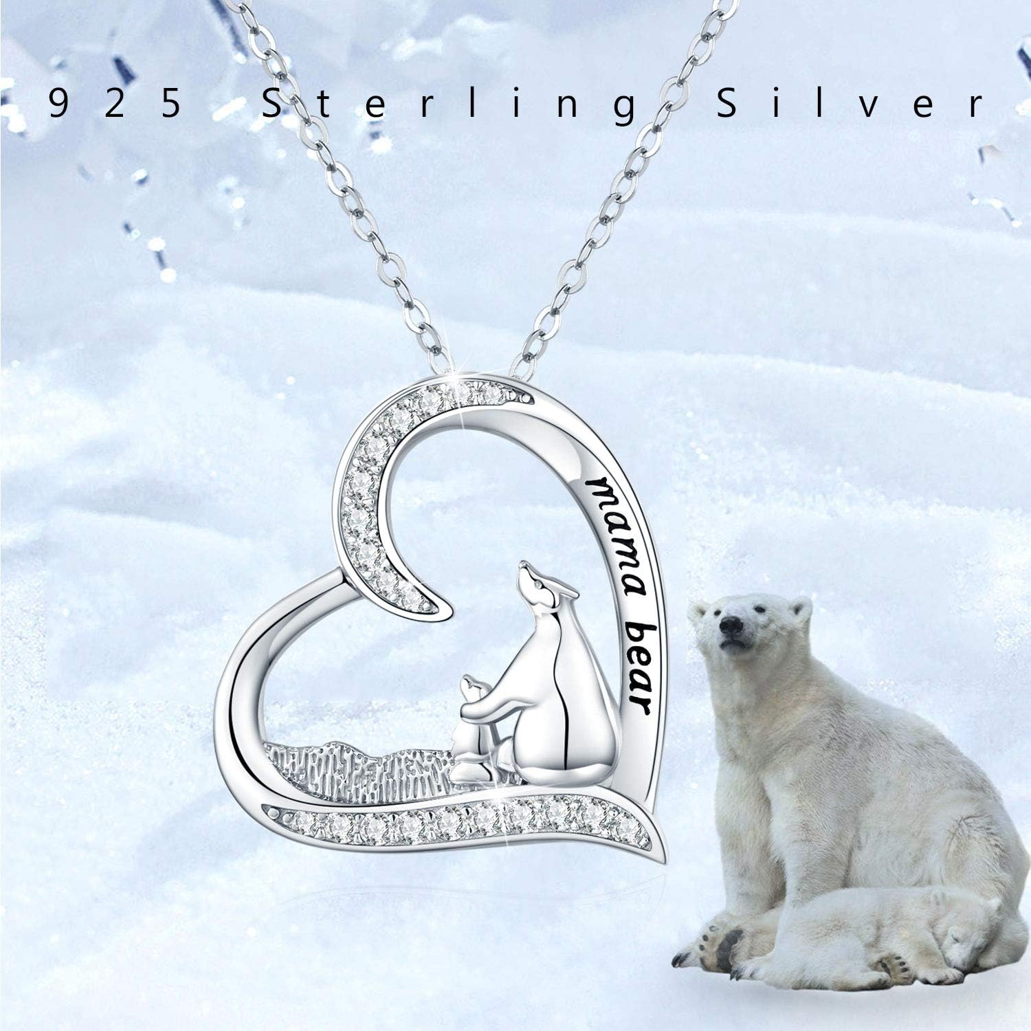 JUSTKIDSTOY Sterling Silver Mom Necklace Mama Bear Pendant Necklace Jewelry for New Mom Grandmother Women - Image 6