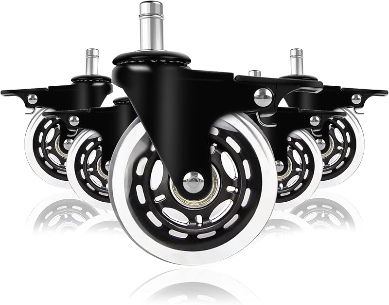 YAOBLUESEA Irodai Szék Görgők 5db - 11x22mm Univerzális Csendes Padlóvédő Kerekek 75mm - Parketta, Laminált Padló Kompatibilis Forgószék Alk