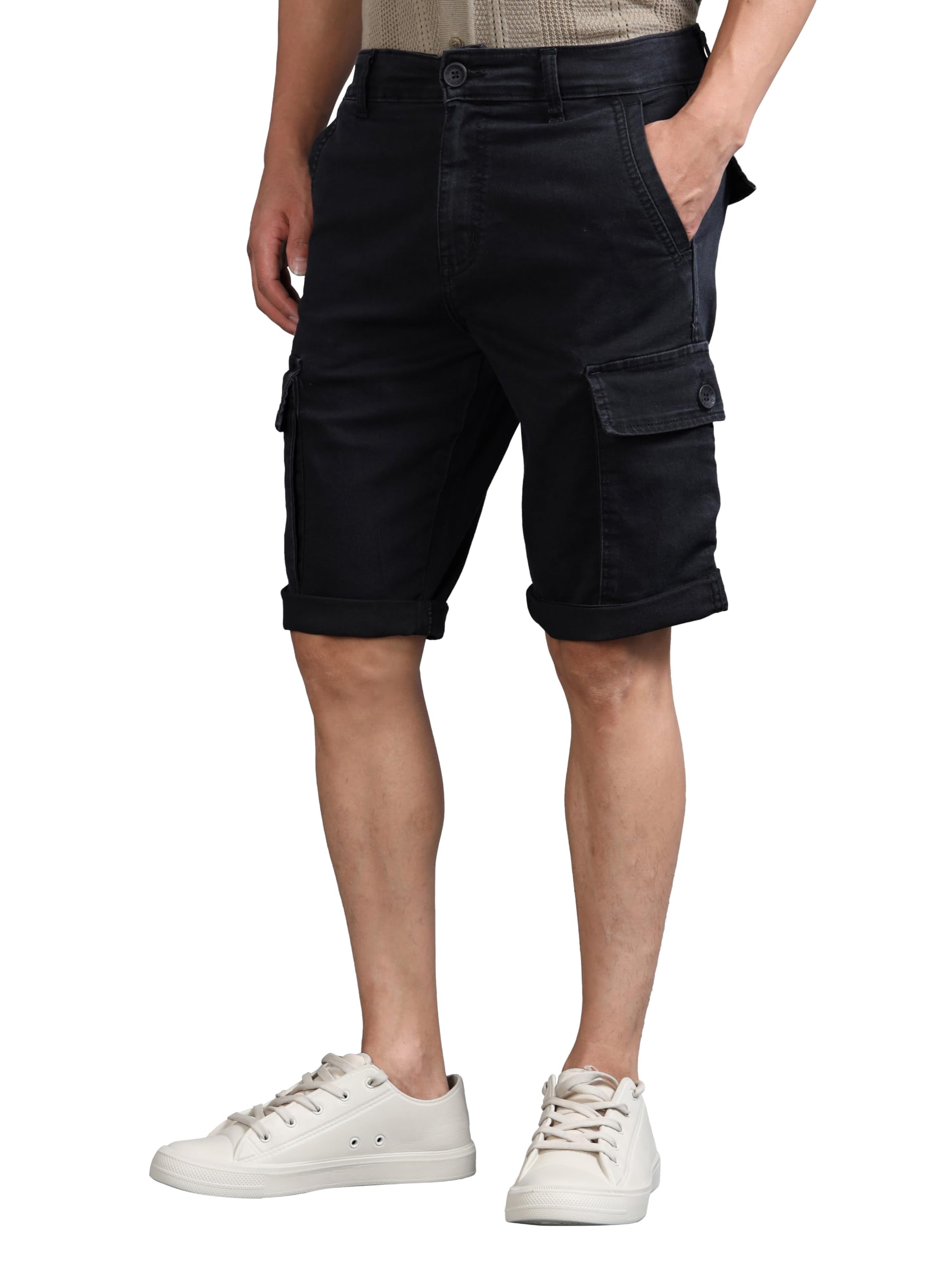 beevee Men's Multi Pocket Black Shorts-picture-34