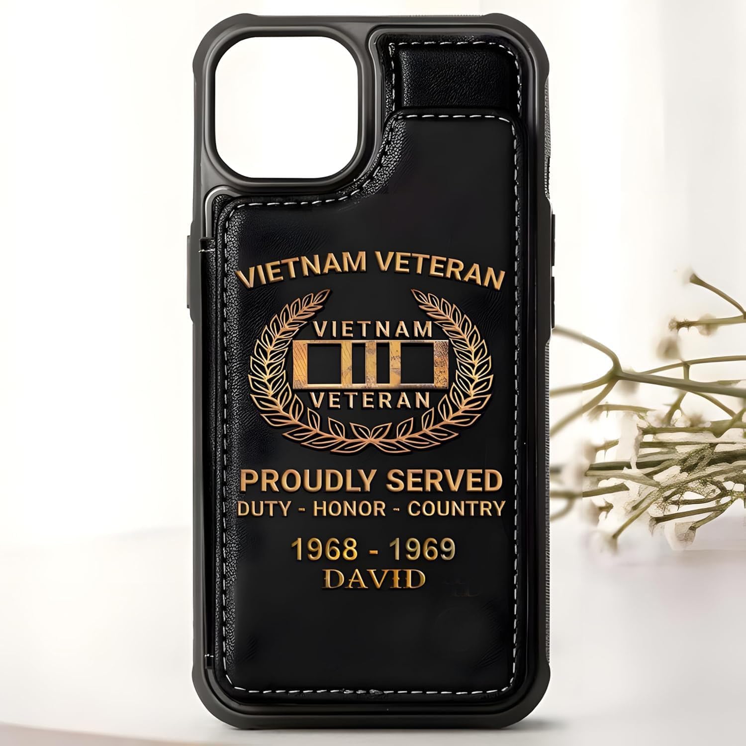 Personalized Vietnam Veteran Leather Flip Wallet Phone Case for iPhone 11 12 13 14 15 16 Pro Max, for Samsung Galaxy Note 20 S10E S20 S21 S22 S24 S25 Plus Ultra Multicolor