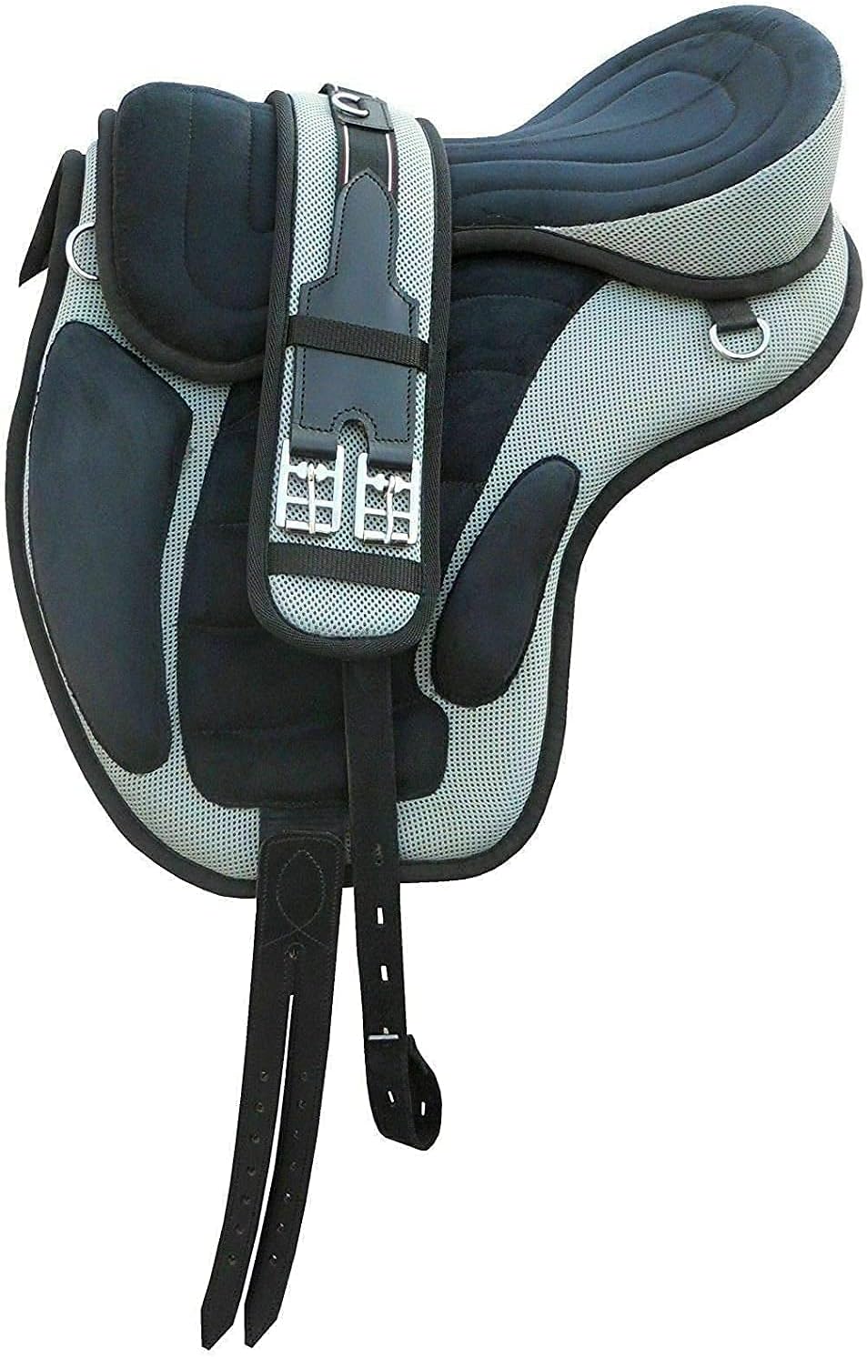 All Purpose Synthetic Treeless Freemax Synthetic Suede English Horse Saddles Tack Free Matching Girth Leather Straps Size: 10"-18" inches Seat Available, EA48