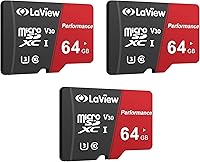 Vista 1 de LaView Tarjeta Micro SD de 64 GB, paquete de 3 tarjetas de memoria Micro SDXC UHS-I, 95 MBs, 633X, U3, C10, video Full HD V30, A1, FAT32, tarjeta TF
