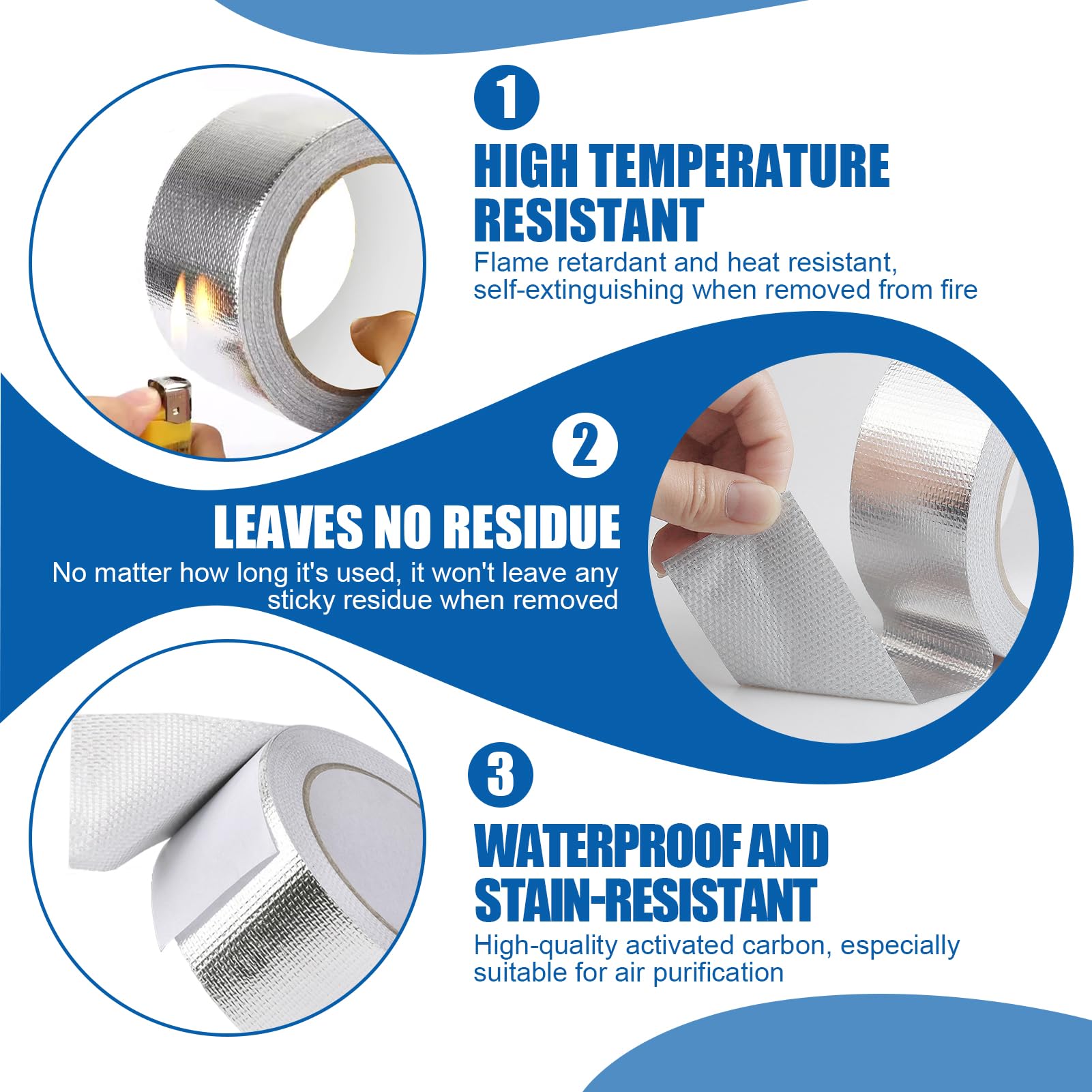 Cinta adhesiva de aluminio de 50 mm x 20 m para altas temperaturas, cinta de sellado metálica de aluminio, aislante y barrera de vapor para lavavajillas, encimeras y canalones