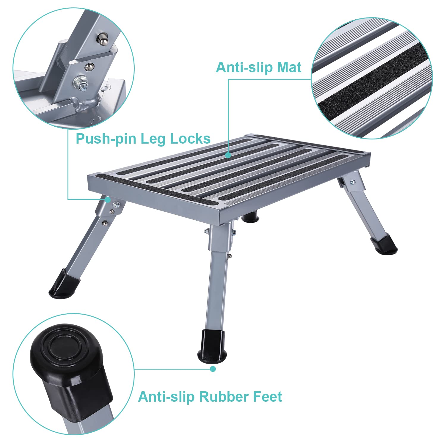 Step Stool For Rv Adjustable Step Stool Step Stool Aluminum Step Ladder 3 Step Folding RV ...