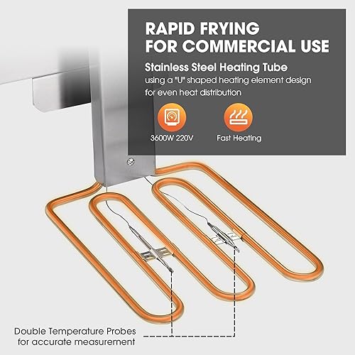 Miniatura 8 de WeChef Freidora comercial de 24 litros de doble tanque con cesta Freidora eléctrica de acero inoxidable para uso en restaurantes, dos enchufes de 6