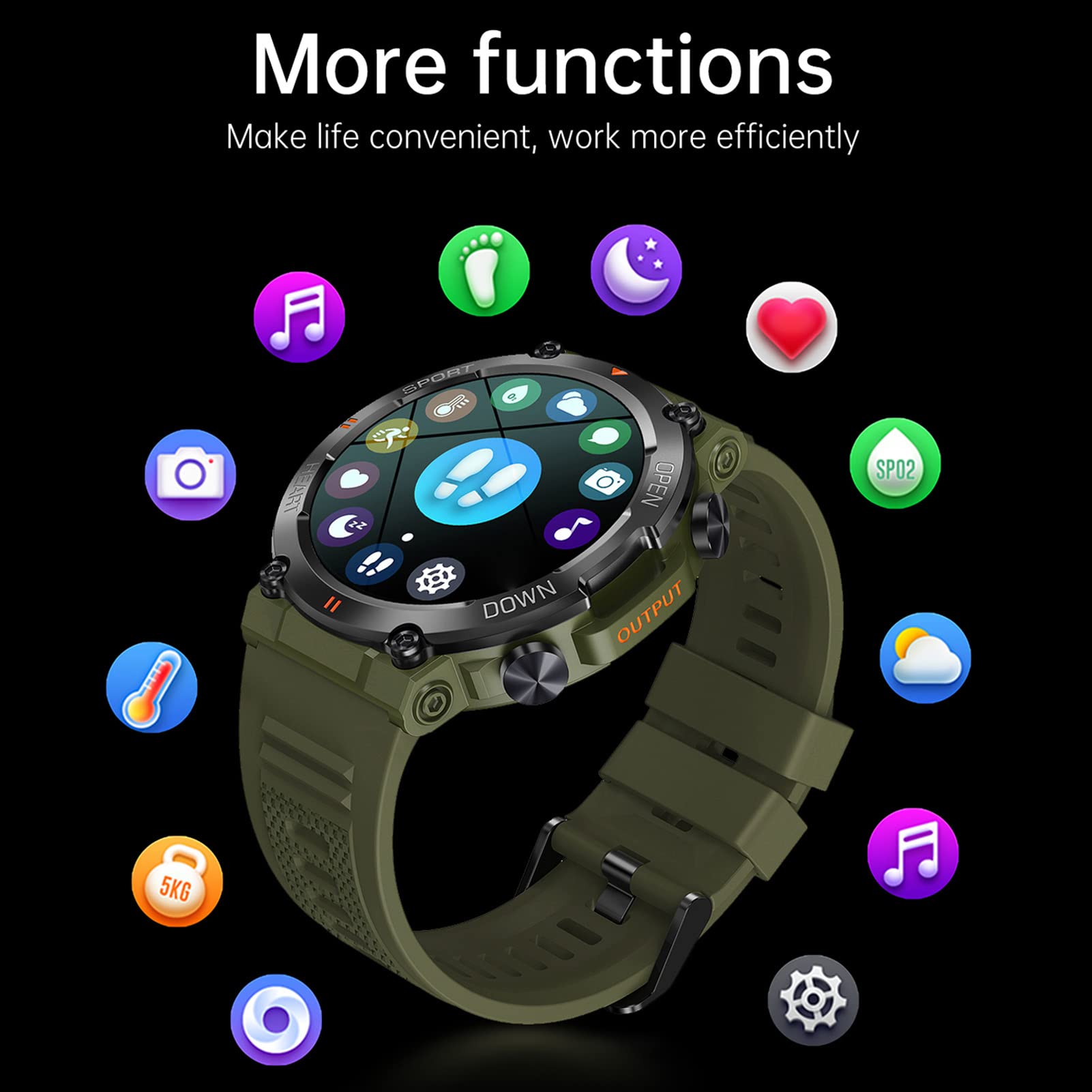 Inteligentny Zegarek, K56 Pro 1,39 Cala Kolorowy Ekran HD Bluetooth Powiadomienia o Połączeniach i SMS-ach Zegarki, Wodoodporny Smartwatch Fitness Tracker Zegarek z 24-godzinnym