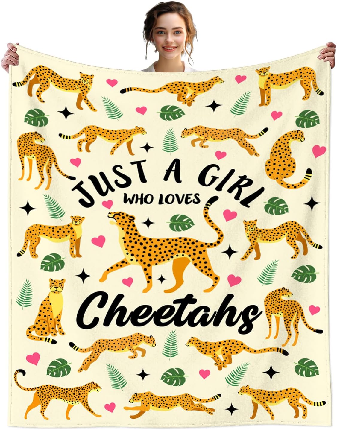 Cheetah Blanket Gifts for Girls Plush Just A Girl Who Loves Cheetahs Stuff Blanket Throw Fleece Bedding Cheetahs Gifts for Cheetah Lovers Girls Kids Women Birthday Party Decorations 60"X50"