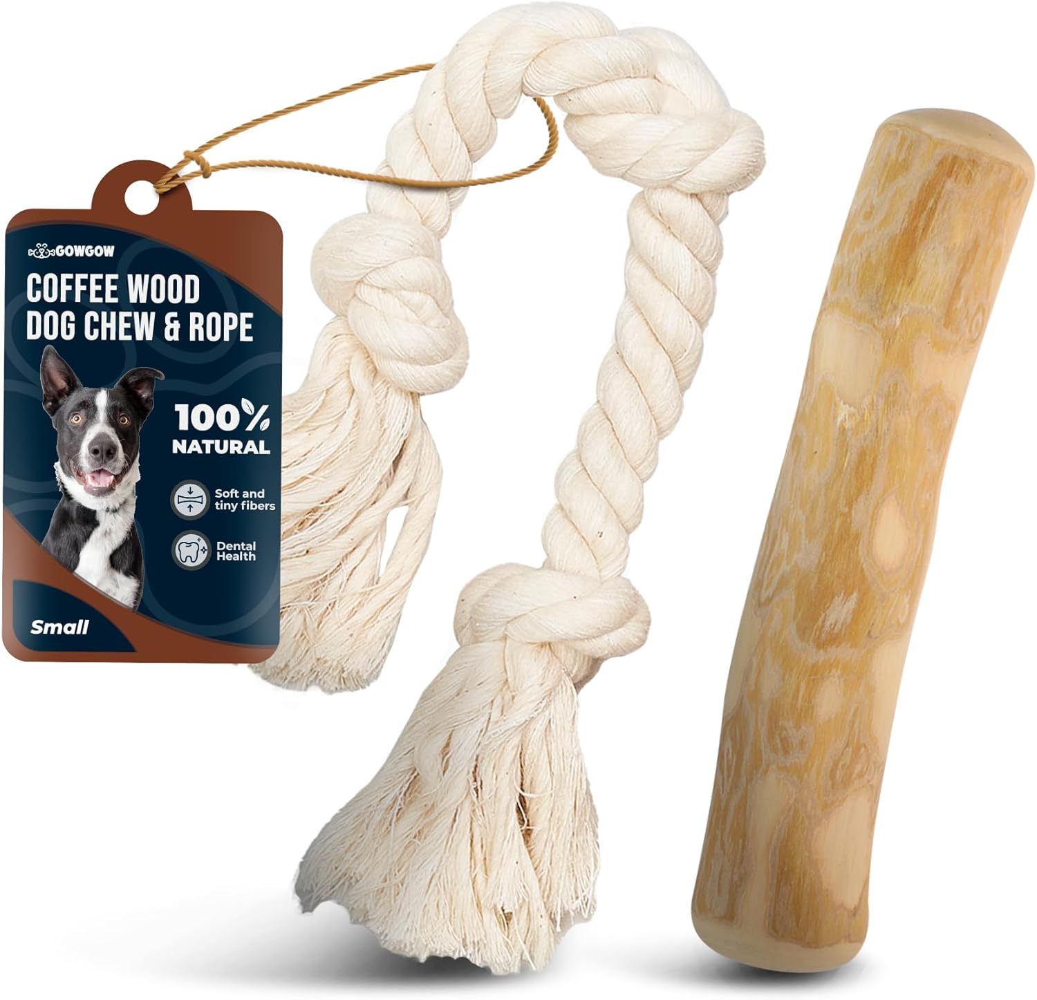 Coffee Wooden Chews for Dogs & Natural Rope Toys – 100% Coffee Stick Dog Chew for Teething, Stress Relief, Dental Health, Organic Dog Toys – Real Wood Toy