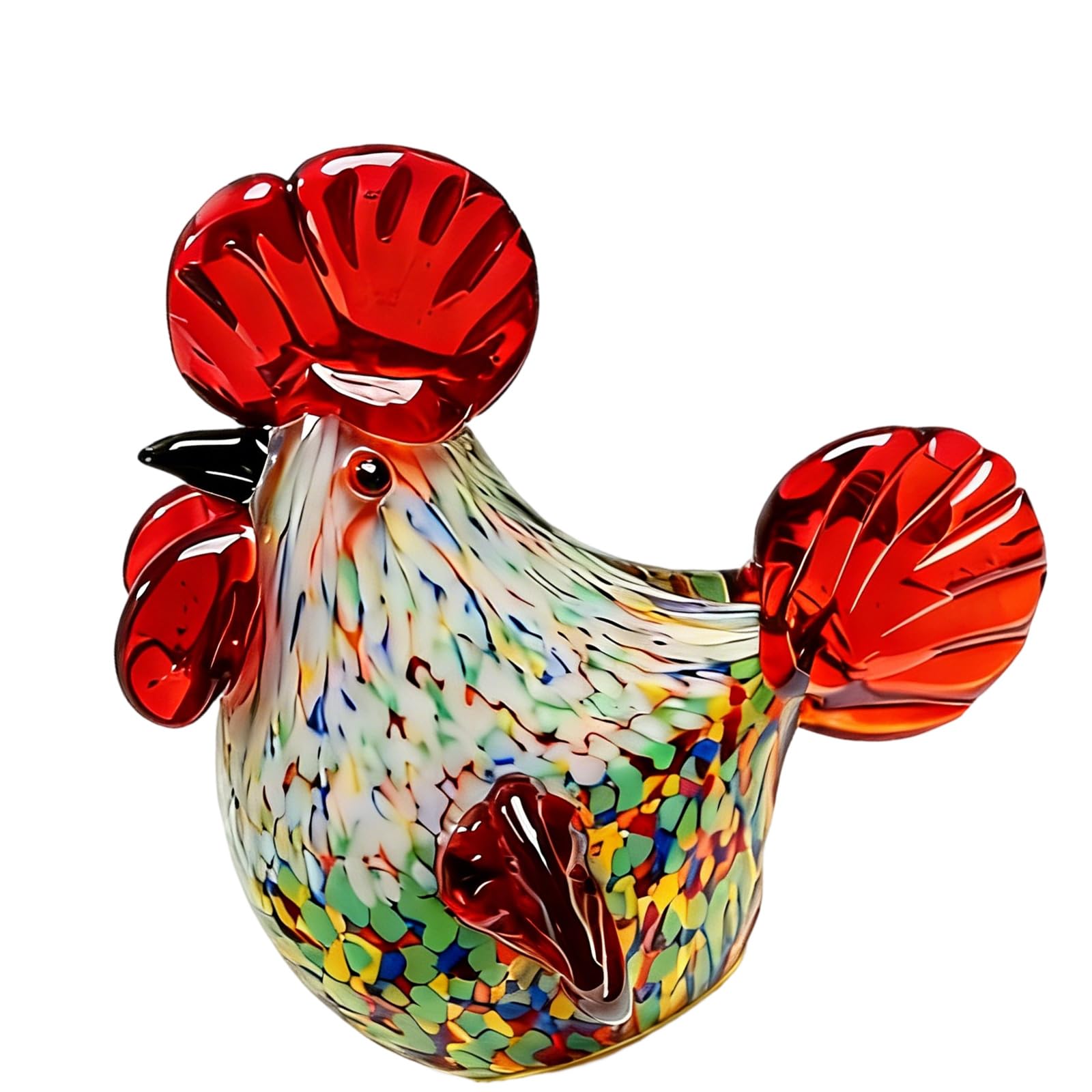 Piceioep Artistic Glass Rooster Figurine with Sunlight Reflection for Home Decor Craft Safe Decoration for Family Homes with