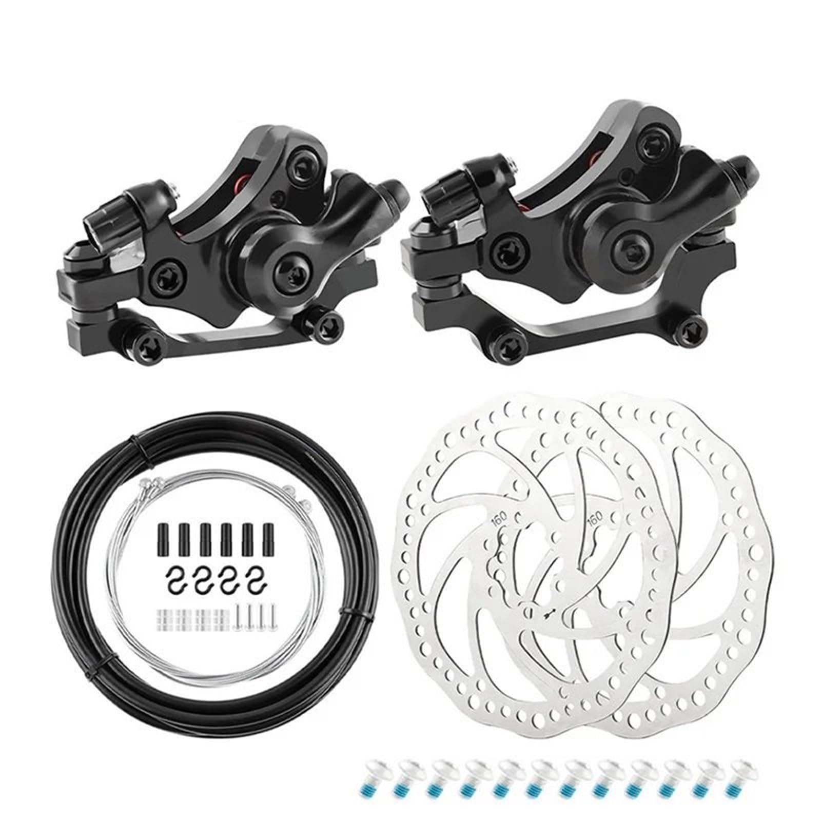 AIQWOJD Bike Rear Brake Drum Bike Brake Rear Drum MTB Disc Brake Set Disc Brake Caliper Hydraulic Hose Cable 140mm 160mm Rotor Bicycle 22.2mm Brake Lever(A-160mm Set - Cable)